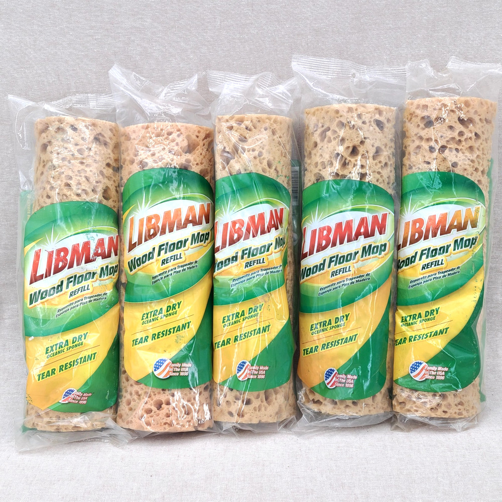 5 x Libman Wood Floor Mop Refills # 02027 Extra Dry Oceanic Sponge Replacement